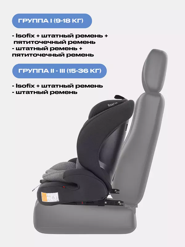 Автокресло Rant Basic Apex isofix 1-2-3 (9-36 кг) Grey