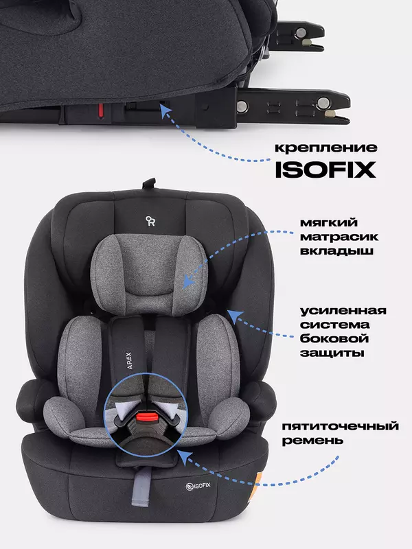 Автокресло Rant Basic Apex isofix 1-2-3 (9-36 кг) Grey